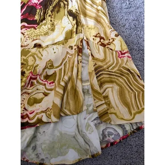 Anthropologie Marble Asymmetrical Hem Flounced Ruffle Midi Skirt Size Medium - Picture 6 of 8